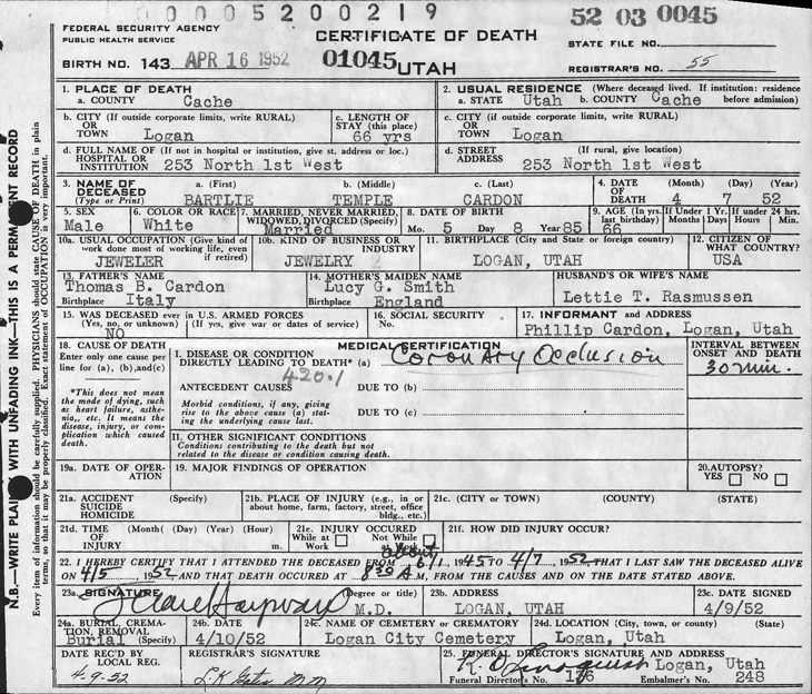 Death Certificate