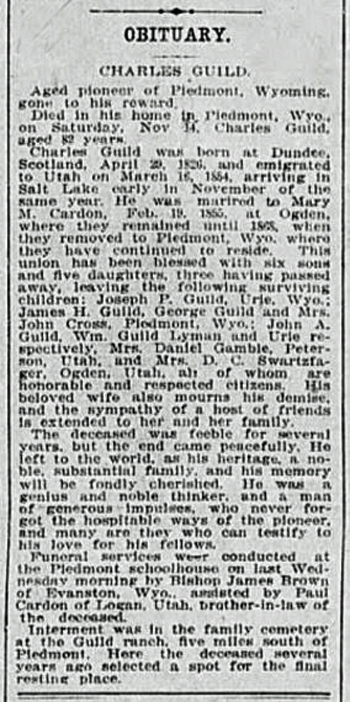 Deseret Evening News Clipping for 1 Dec 1908