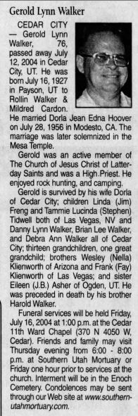 Newspaper Clipping of obituary