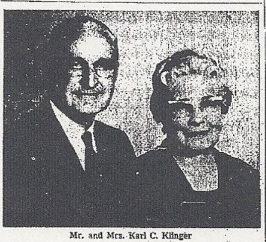 Newspaper photo of Mr. and Mrs. Karl C. Klingler