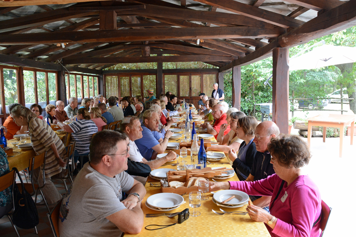 Group eating lunch at Trattoria Piani