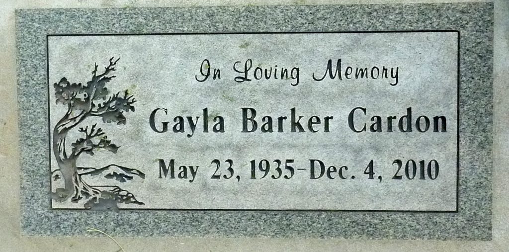 Grave Marker for Gayla Barker Cardon