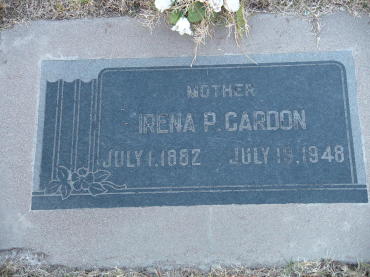 Grave Marker of Irena P. Cardon
