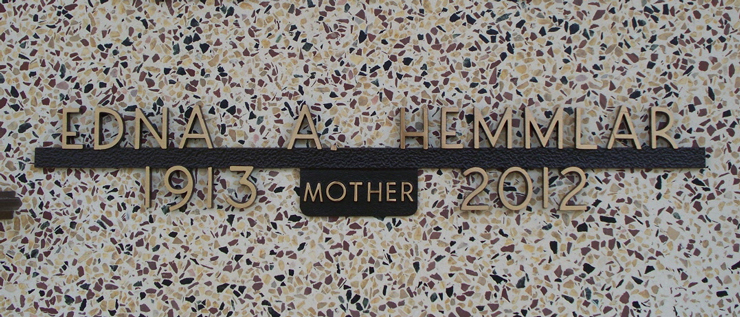 Edna Hemmlar Grave Marker