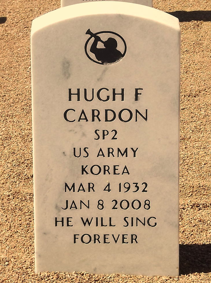 Grave Marker of Hugh Frederick Cardon