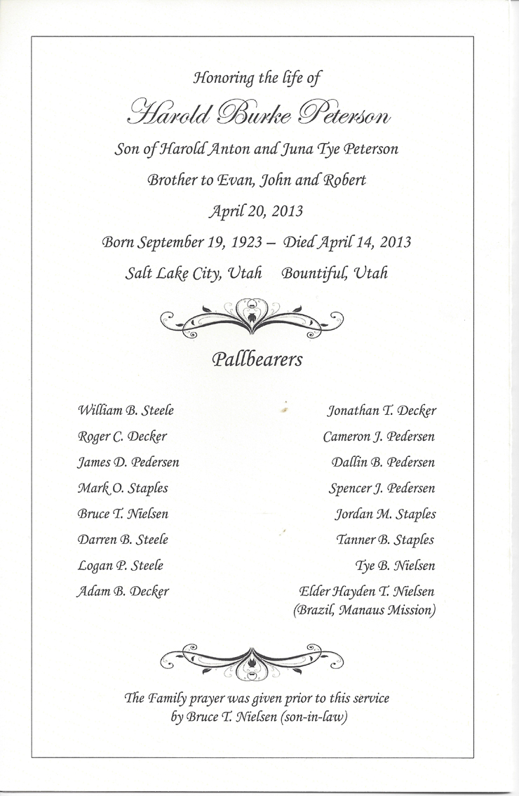 Funeral Program Page 1